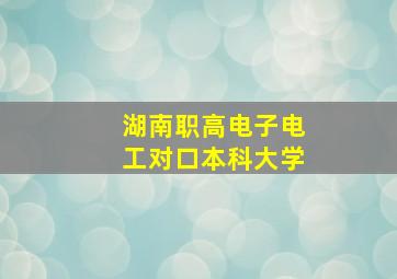 湖南职高电子电工对口本科大学