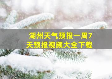 湖州天气预报一周7天预报视频大全下载