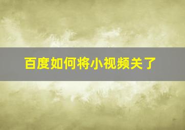 百度如何将小视频关了